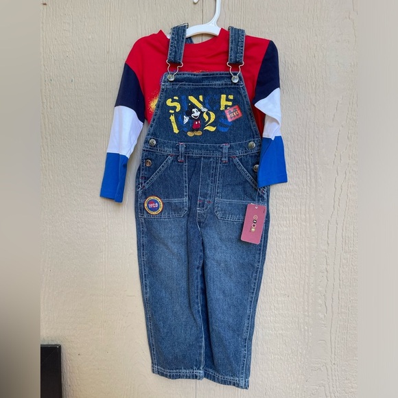 Deadstock y2k Mickey Mouse overalls size 3t and 4t - Picture 1 of 5